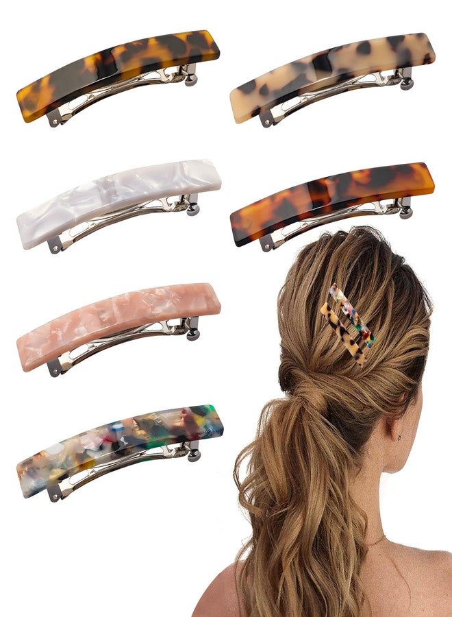 Fumwase 6PCS Hair Barrettes for Women Shell Hair Clip Hair Accessories Barrettes for Thick Thin Long Short Hair (Deep tortoiseshell + Tortoiseshell + Light tortoiseshell + Pattern + White + Toffee) - Image 1